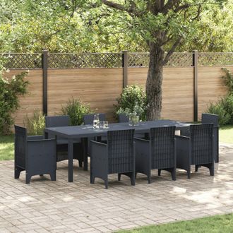 Berkfield Home Garden Table Anthracite 250x100x73 cm Poly Rattan | Size: 250 x 100 x 73 cm