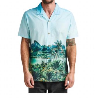 Roark Gonzo Camp Collar Shirt In Otemanu Light Blue