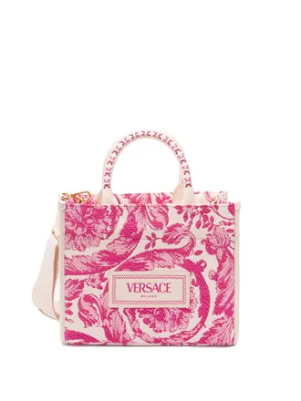 トートバッグ Shopping bag - Versace - Leather - Pink Versace Pink Printed Large Fabric Leather Shopping Tote Bag