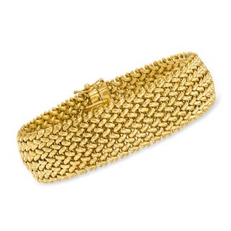 Ross-Simons Italian 14kt Yellow Gold Wide Riso Link Bracelet