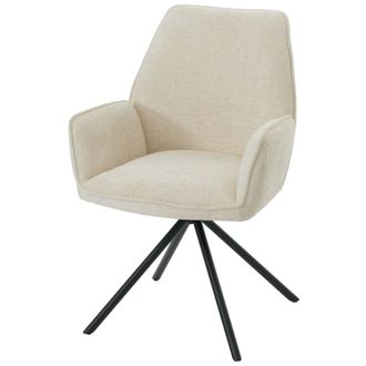 Hhg Hhg - Nunca Usado] Silla De Comedor 494, Silla De Cocina Silla Con Reposabrazos, Posici&oacute;n Giratoria Autom&aacute;tica, Chenilla Oeko-tex Mvg, Crema