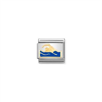 Nomination Unisex Composable Classic Swimmer Links In Silver/gold/blue