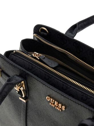 Guess Womens Satchel Bag Coal Logo Polyurethane - Satchel-Bags