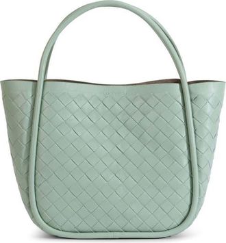 FURNIQ Portland Woven Leather Top Handle Bag in Light Green at Nordstrom