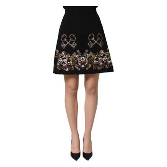 Dolce & Gabbana High Waist A-line Mini Skirt - female - Dolce & Gabbana - Short Skirts - Black - 2XS - Skirts