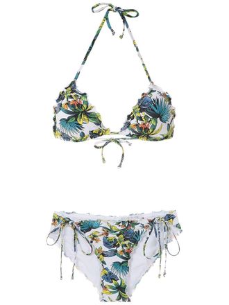 Amir Slama Bikini con motivo tropicale - Bianco