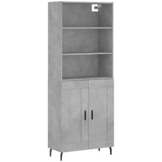 vidaXL Aparador Alto Madera Contrachapada Gris Hormig&oacute;n 69,5x34x180 Cm Vidaxl