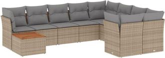 vidaXL Juego De Sof&aacute;s Jard&iacute;n Con Cojines Beige 10 Pzas Rat&aacute;n Sint&eacute;tico Vidaxl
