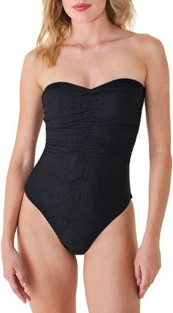 Andie Swim Pana Strapless One-Piece Swimsuit in Black Paisley at Nordstrom, Size X-Small