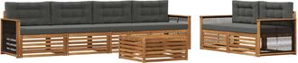 vidaXL Conjunto De Sof&aacute;s De Exterior 7 Uds. Natural Y Antracita Vidaxl