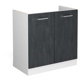 Vicco Armario Bajo Para Fregadero R-line, Hormig&oacute;n Negro, 80 Cm Sin Encimera, Vicco