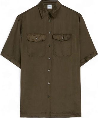 Aspesi Lange Twill Viscose Blouse - Dames - Overhemden - Groen - L - Overhemden