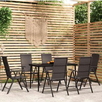 vidaXL Juego De Comedor Para Jard&iacute;n 7 Piezas Negro Vidaxl