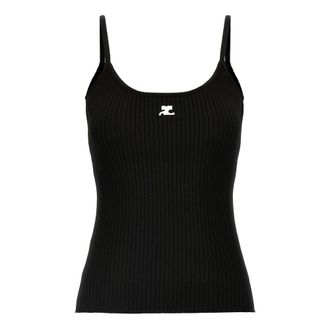 Courr&egrave;ges Dames, Tops, Zwart, Maat: L Viscose