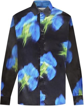 Flaneur Blurred Flower Shirt in Zwart - Heren - Casual Overhemden - Veelkleurig - M - Overhemden