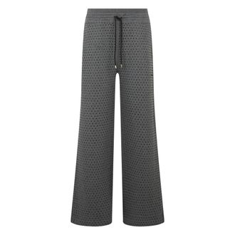 Pinko Fleecebroek met strass - Dames - Wijde Broeken - Grijs - XS - Katoen - Broeken