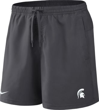 Nike Michigan State Primetime Primary Logo Nike Mens Dri-FIT College Form Shorts in Grey | 045T06FMST-8DV