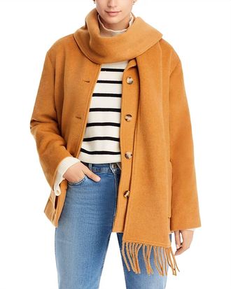 Aqua Scarf Collar Coat In Camel