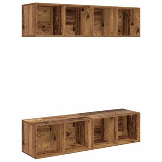 Berkfield Home Wall TV Cabinet 4 pcs Old wood 37 x 37 x 72 cm Engineered wood in Brown