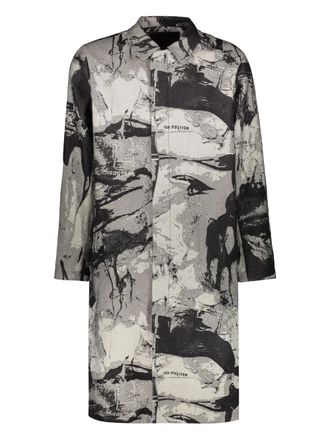 ISO.POETISM abstract-print coat - Black