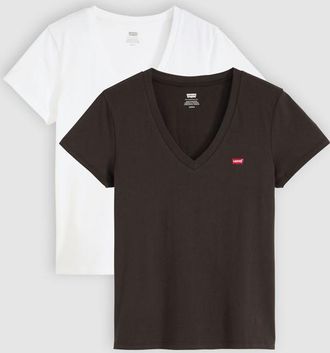 Levi's T-shirt Perfect con scollo a V (confezione da 2) - Donna - 2XS - Multicolore / 2 Pack V Neck White + & Caviar