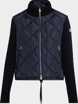 Moncler Cotton Blend Padded Zip-Up Cardigan
