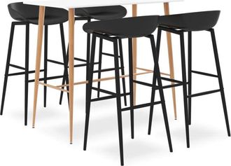 vidaXL 5 Piece Bar Set White and Black Vidaxl