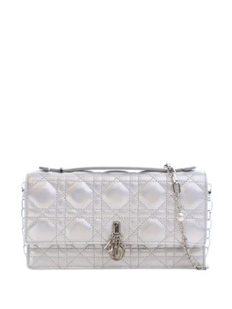 Dior 2023 Mini Iridescent Metallic Lambskin Cannage My Dior Bag satchel - Silver