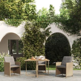 vidaXL Mesa De Jard&iacute;n Rat&aacute;n Sint&eacute;tico Madera Acacia Beige 109x107x74cm Vidaxl