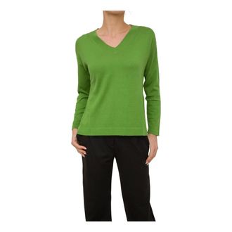 Max Mara V-neck Knitwear, female, Green, Size: L V-neck Knitwear