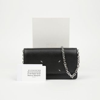 Maison Margiela Post-stitch Grain Embossed Leather Chain Shoulder Bag Black