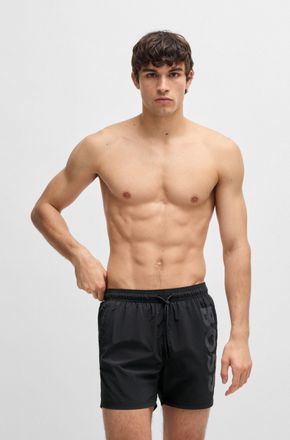 HUGO BOSS Badeshorts BOSS Octopus, Herren, Gr. XXL (56), N-Gr, grau (dunkelgrau 022), Web, Obermaterial: 100% Polyamid, Badehosen Badeshorts, Mit BOSS Logoschri