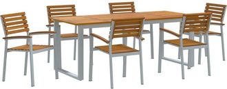 vidaXL Vidaxl - Garden Dining Set 7 pcs Grey and brown Solid acacia wood