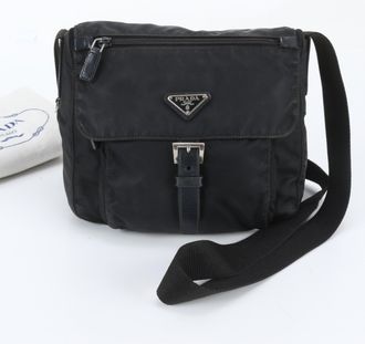Prada Black Leather Nylon Shoulder Bag (Pre-Owned)