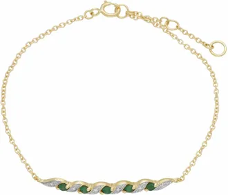 Gemondo Classic Style Emerald & Diamond Spiral Bracelet in 9ct Yellow Gold