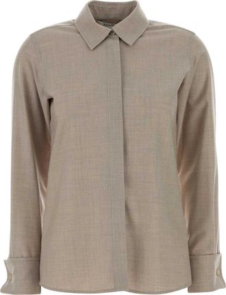 Max Mara Dove Grey Stretch Cashmere Tebaide Shirt