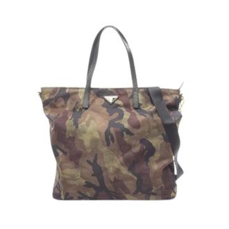 Prada Pre-owned Tote Bags, female, Multicolor, Size: ONE SIZE Pre-owned Camouflage Nylon Saffiano Leather 2way Tote Bag
