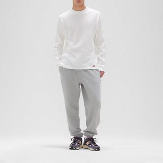 New Balance Uomo Made in USA Mock Neck Thermal Top in Bianca, Maglia di Poliestere, Taglia L