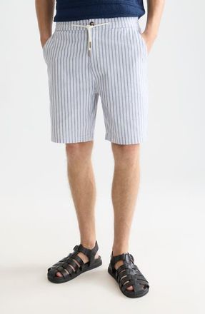 Scotch & Soda Stretch Cotton & Linen Bermuda Shorts in Infinity Stripe at Nordstrom, Size 29