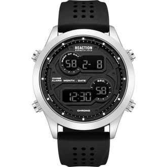 Kenneth Cole Reaction Silicone Strap Digital Watch, 47mm in Black at Nordstrom Rack