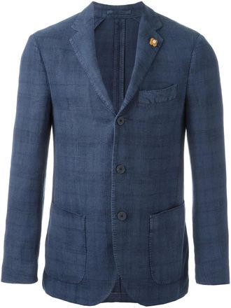 Lardini soft check blazer - Blue