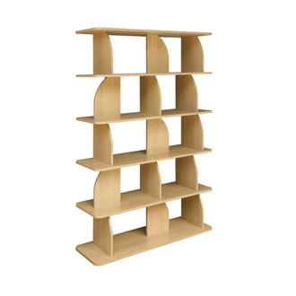 Sweeek Estanter&iacute;a, biblioteca con decoraci&oacute;n estilo madera, 5 niveles, roble