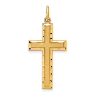 Diamond2Deal 14k Yellow Gold Diamond-cut Cross Charm