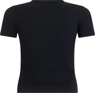 Diesel Womens T-Shirt Oval D Logo Stretch Cotton Black T-Shirts & Jerseys