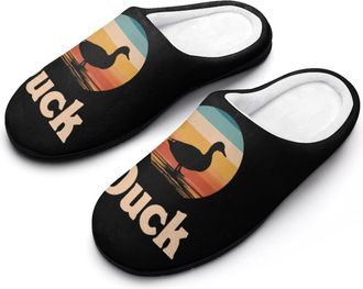 Generic Vintage Duck Sunset Mens House Slippers Memory Foam Washable Cotton Slip on Home Shoes