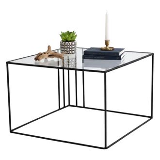 Dmora Dmora - Mesa De Caf&eacute; Doradus, Mesa De Centro Baja, Revistero Para Sof&aacute;, Estante De La Sala De Estar, 55x55h36 Cm, Negro, Con Embalaje Reforzado