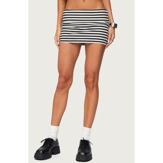 Edikted Rylan Foldover Miniskirt in Black-And-White at Nordstrom, Size X-Small