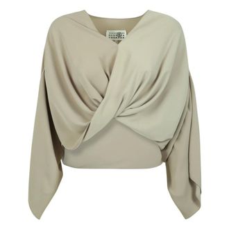 Maison Margiela Blouses, female, Beige, Size: S Draped Top