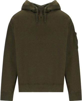 C.P. Company FELPA CON CAPPUCCIO DIAGONAL FLEECE BOXY VERDE MILITARE C.P. COMPANY
