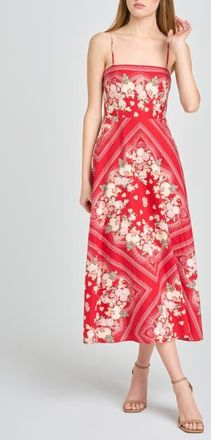Wayf Josefina Floral Midi Dress in Red Scarf at Nordstrom, Size X-Small